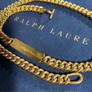 Ralph Lauren Collection * Brass Curb Link ID Tag Triple Wrap Necklace/Bracelet